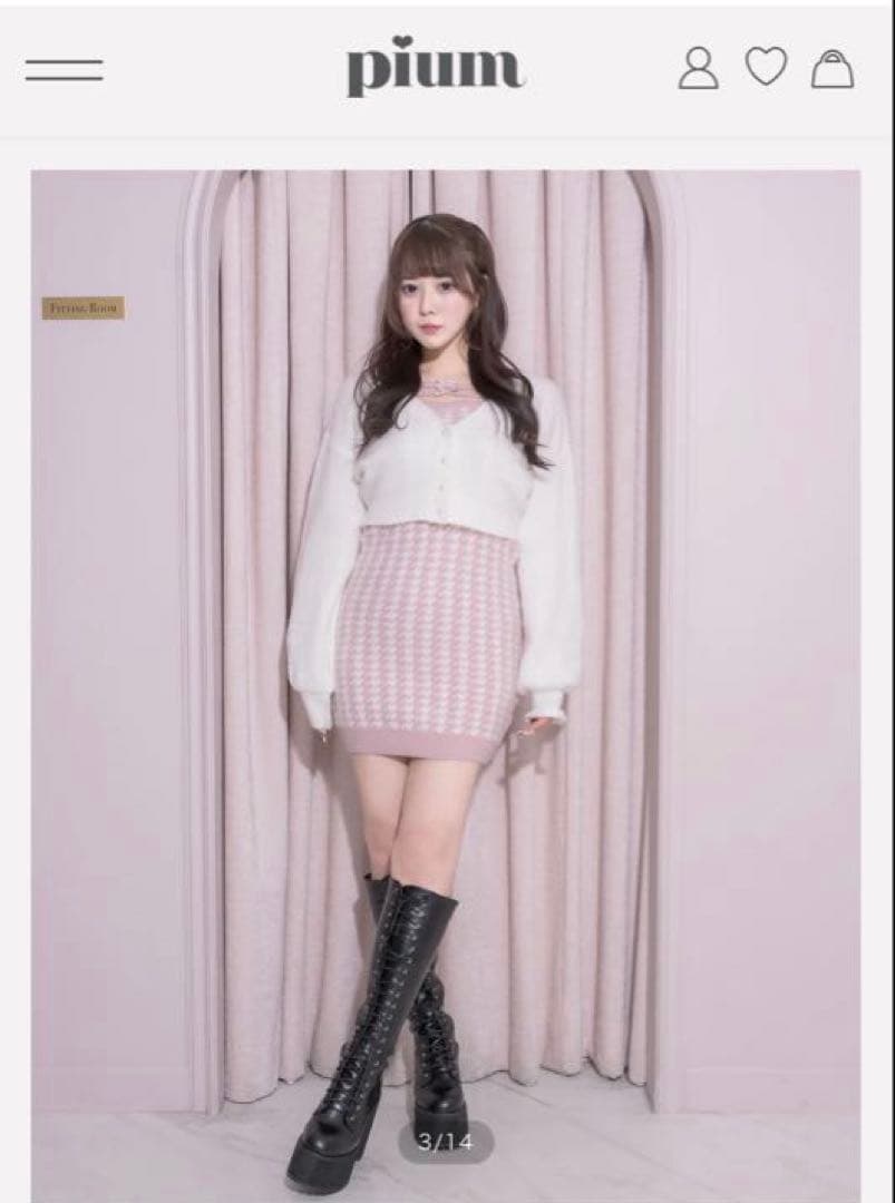 pium 千鳥柄ニットワンピカーデセット