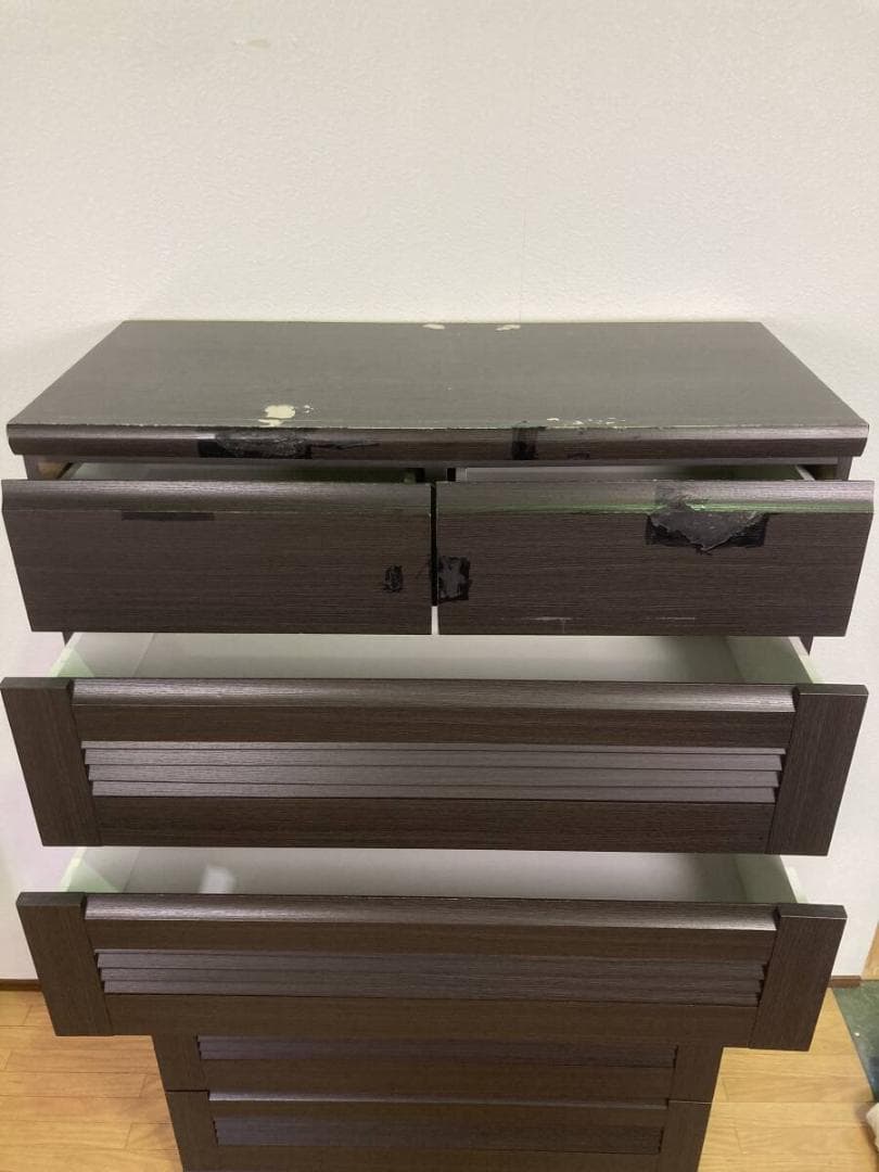 大容量 6段 タンス チェスト 茶 ダークブラウン ハイタイプ キャビネット