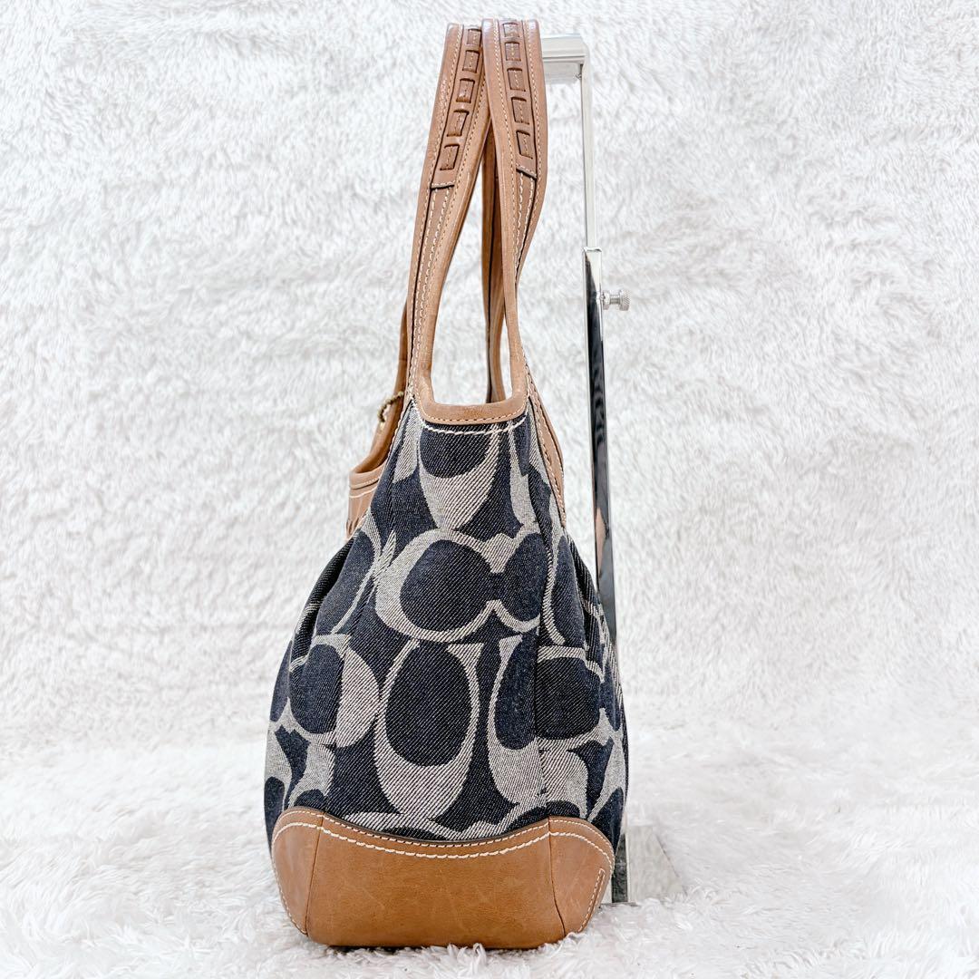 人気 COACH コーチ デニム シグネチャー柄 レザー 12751