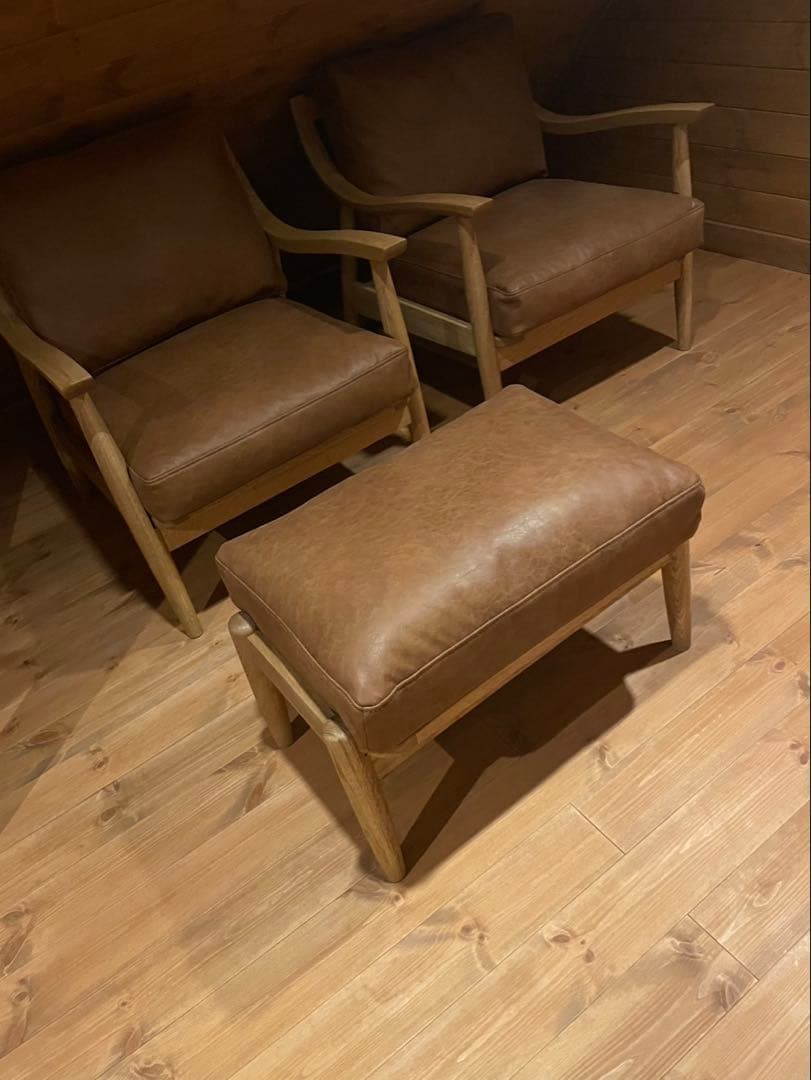 アルネソファ 1人掛けフェザータイプ SLT オーカーブラウン　オットマンセット