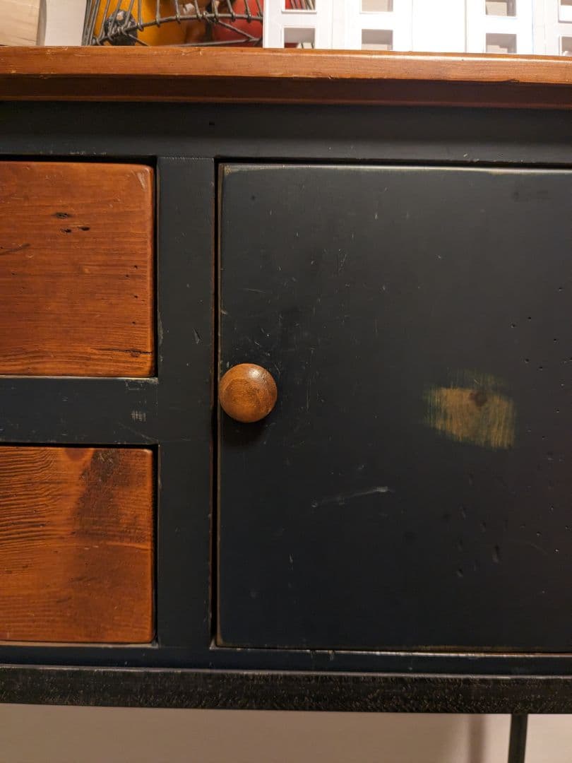 無垢木材・黒アイアン キャビネット