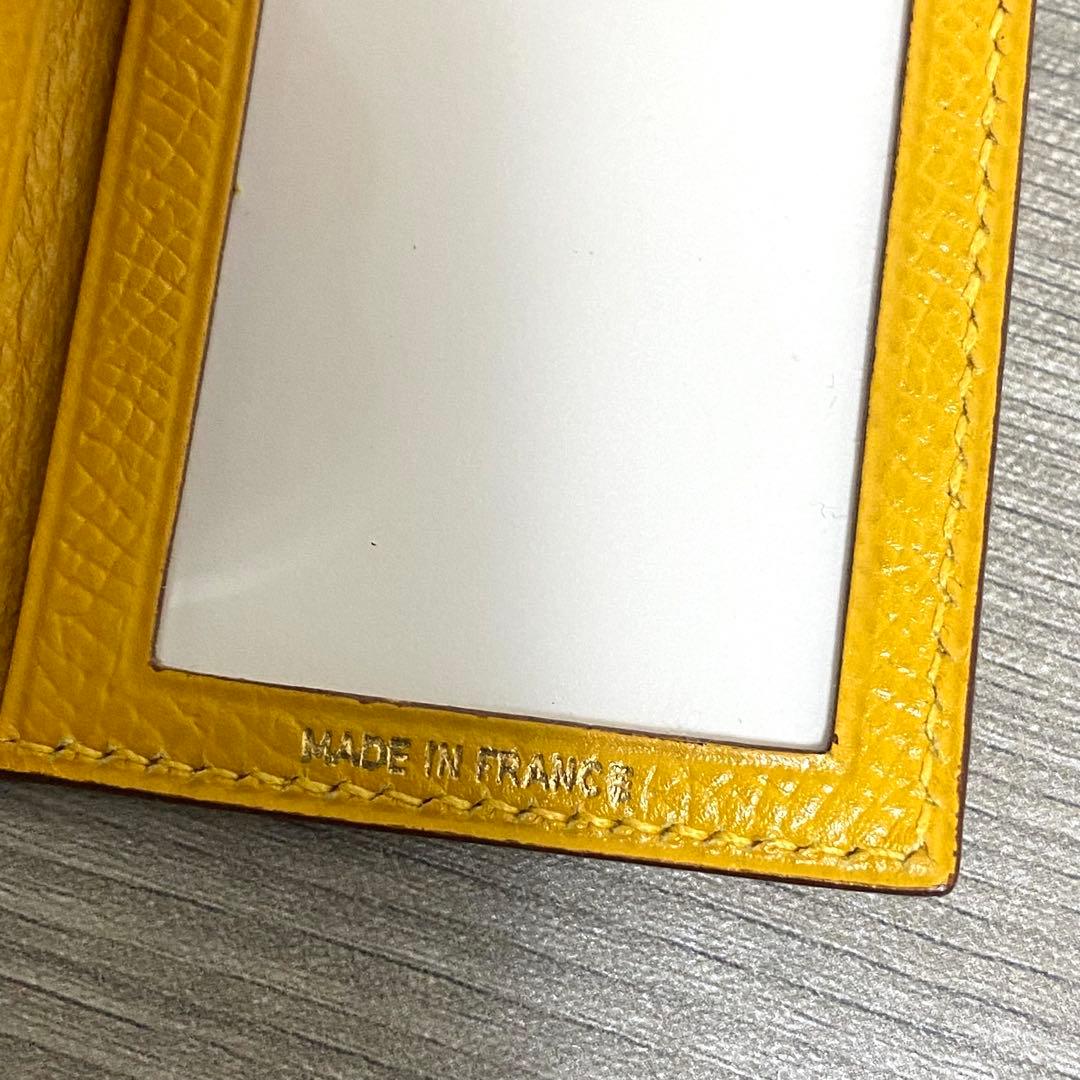【HERMES】エルメス ミニフォトケース レザー イエロー　箱付