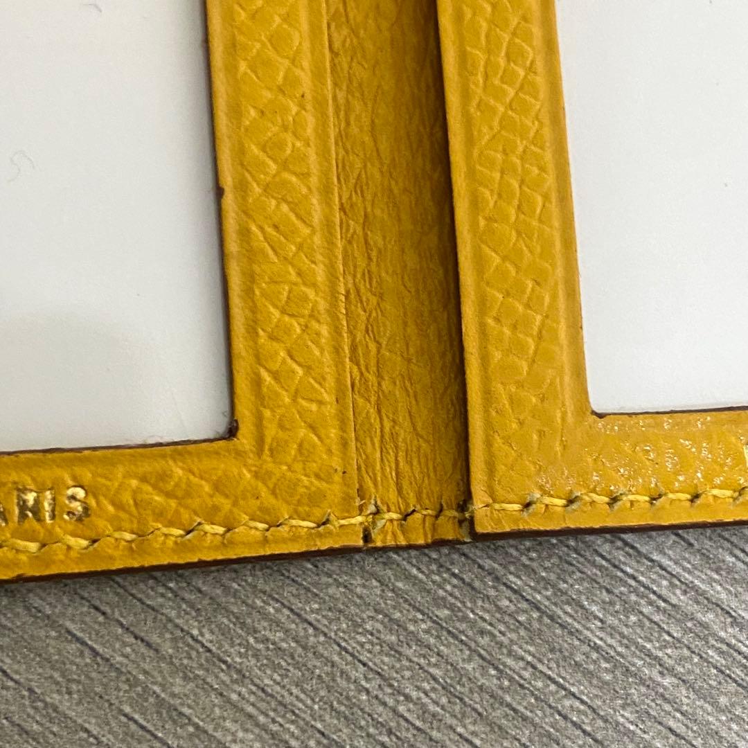 【HERMES】エルメス ミニフォトケース レザー イエロー　箱付