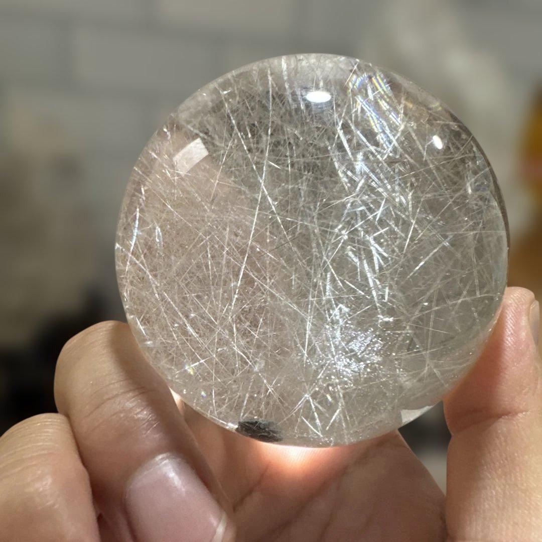 【コレクション】天然水晶 シルバールチルクォーツ 丸玉 7.8cm