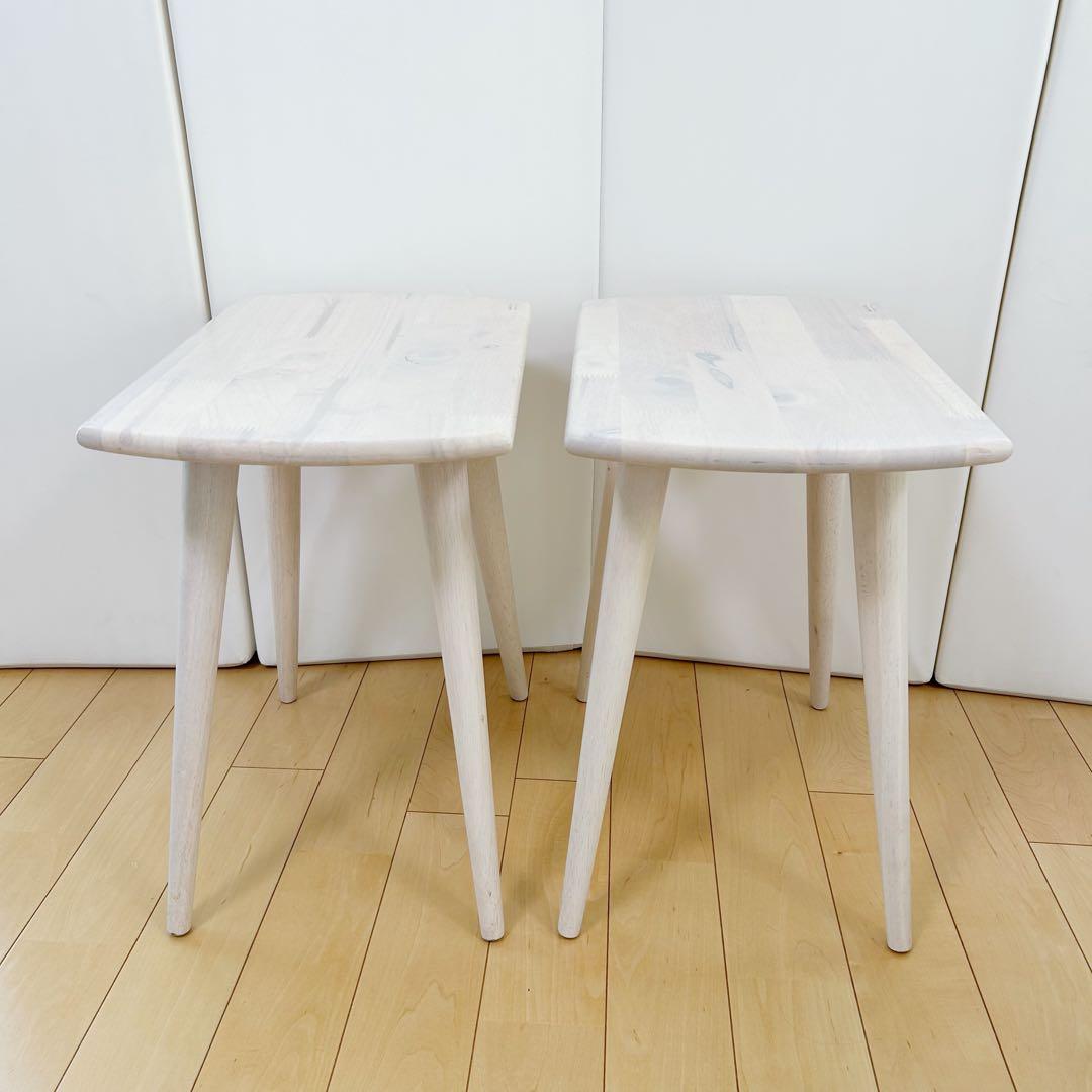 ナチュラルシグネチャー　北欧スツール　ダイニングチェア　2脚セット　ホワイト