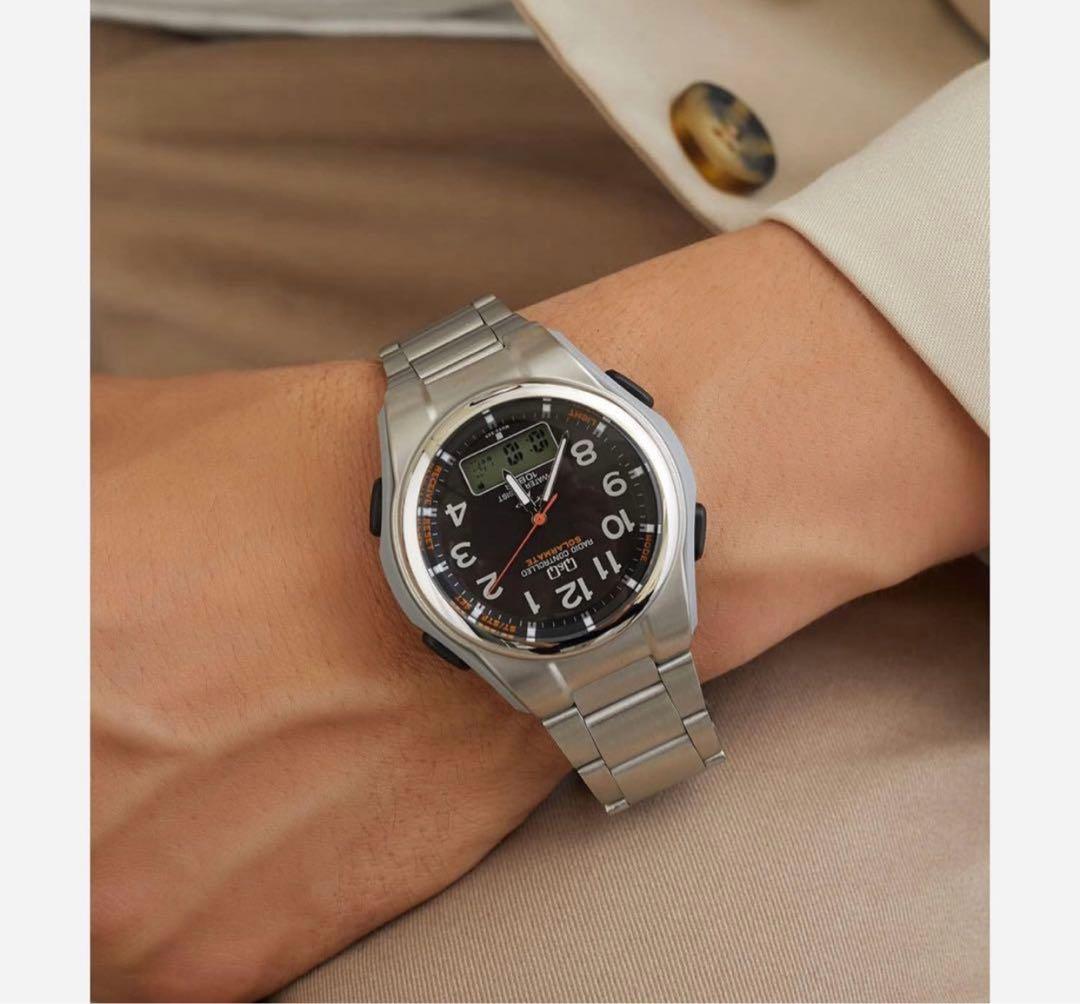 シチズンQ&Q腕時計アナログ電波ソーラー防水日付メタルバンド MD02-205