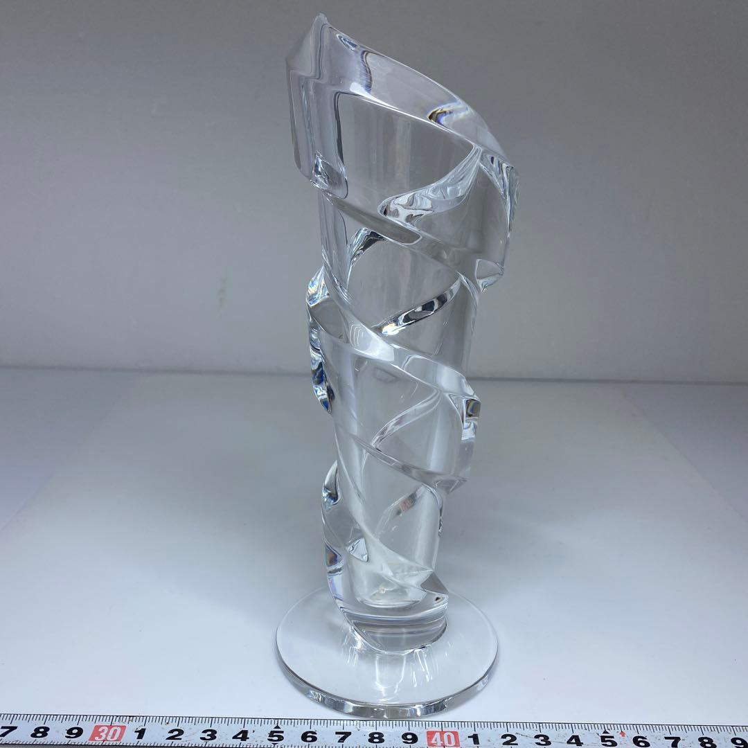 専用バカラ　スパイラル花瓶　共箱　高さ21.2㎝　東Y6-1008☆1Fトヒルサ