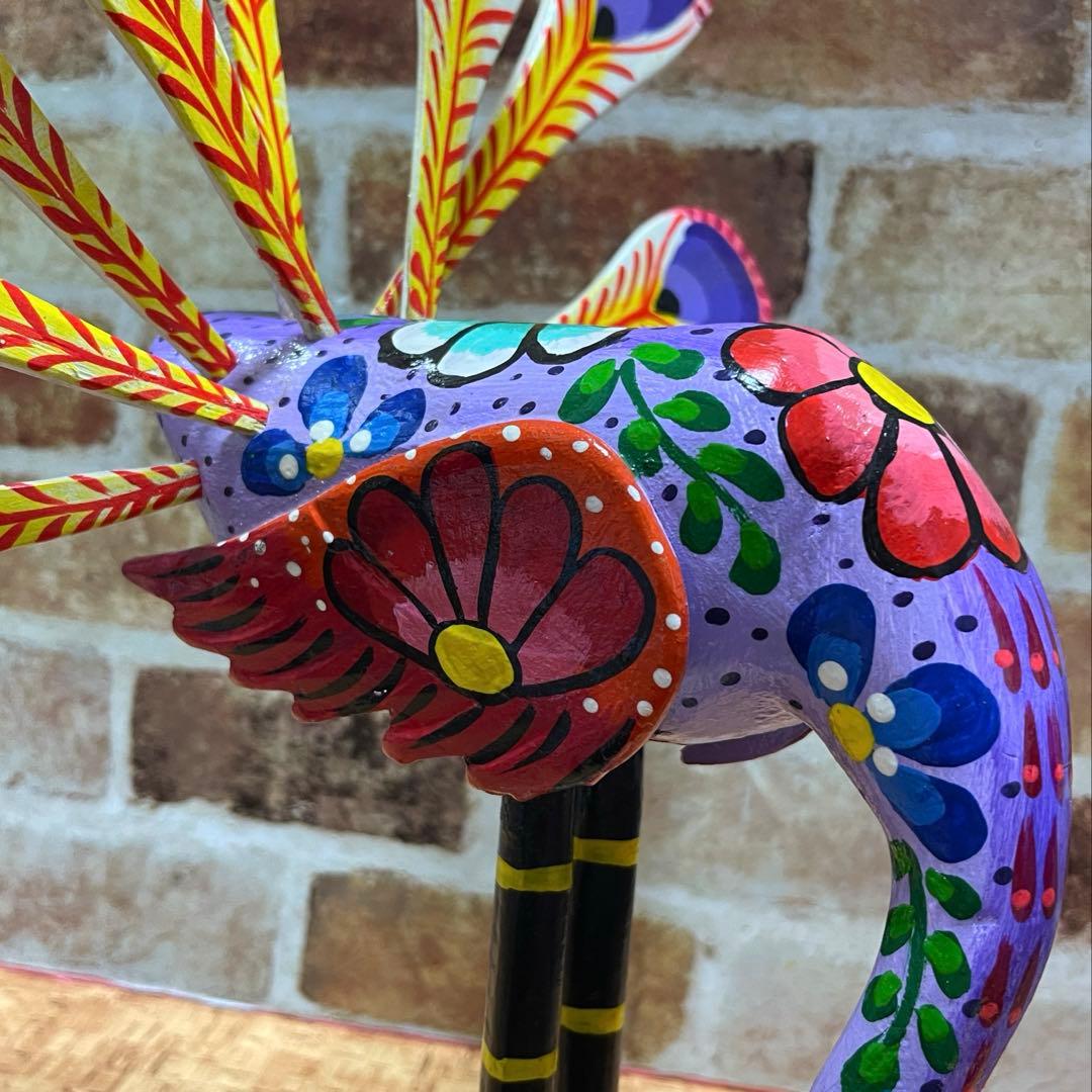 メキシコ　木工芸品　アレブリヘス クジャク
