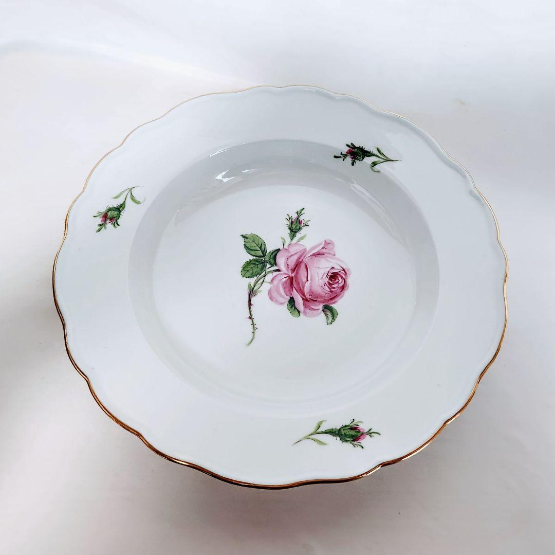 マイセンMEISSEN 【ピンクローズ】23.5cm深皿・ボウル皿【未使用美品】