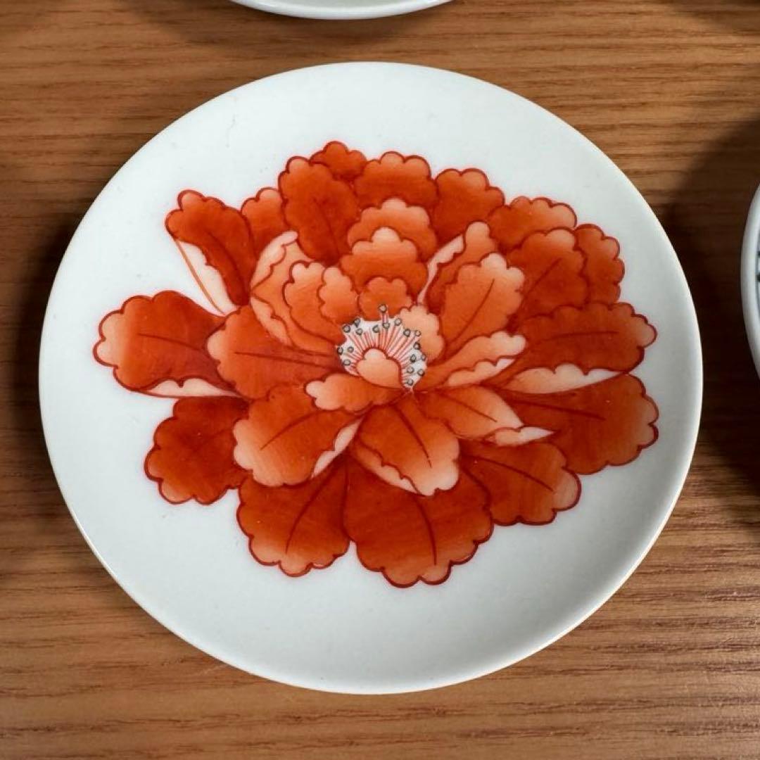 有田焼 李荘窯 染付・赤絵 三寸平小皿 6柄セット☆