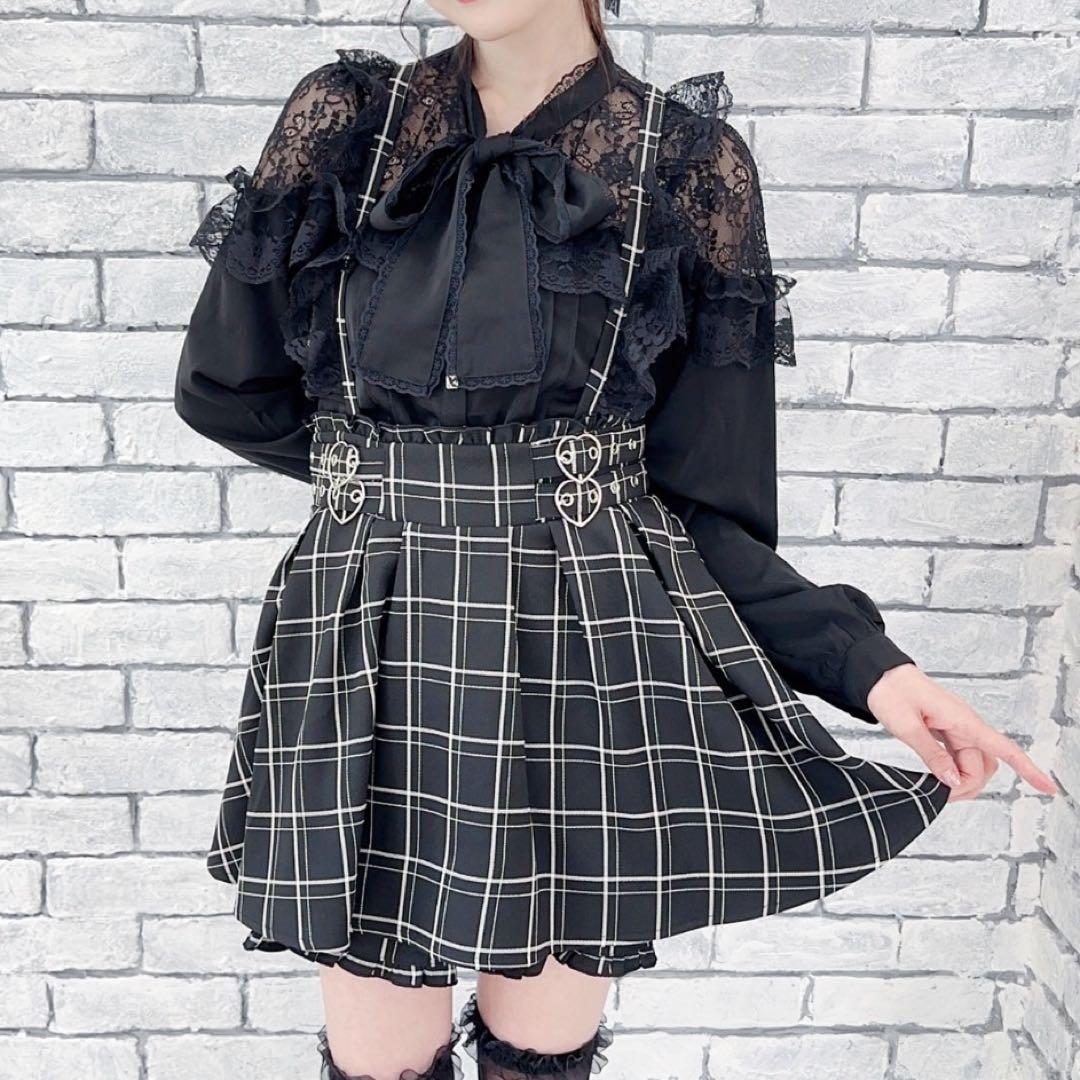 地雷 マーズ リボン ブラウス 十字架 ティアード スカート セットアップ ❤︎