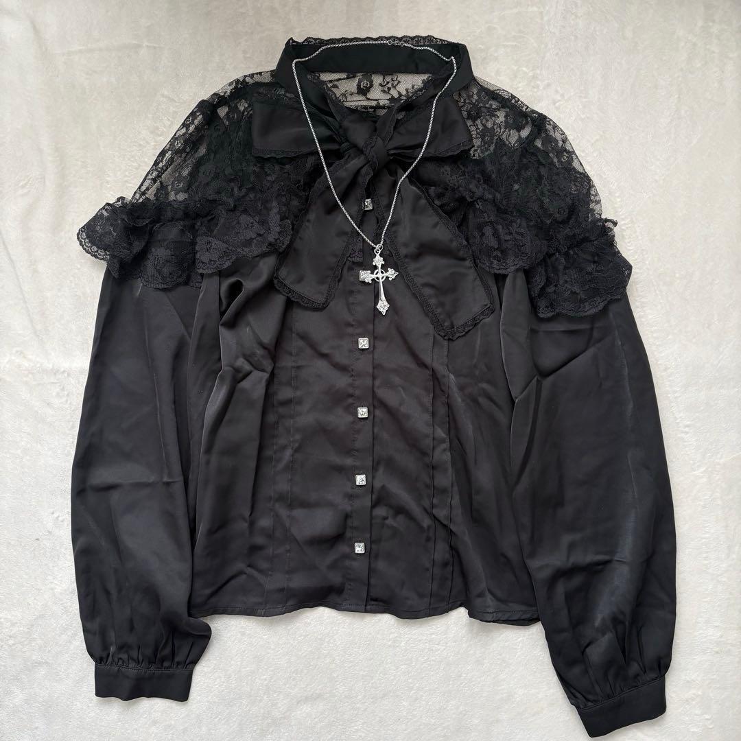 地雷 マーズ リボン ブラウス 十字架 ティアード スカート セットアップ ❤︎