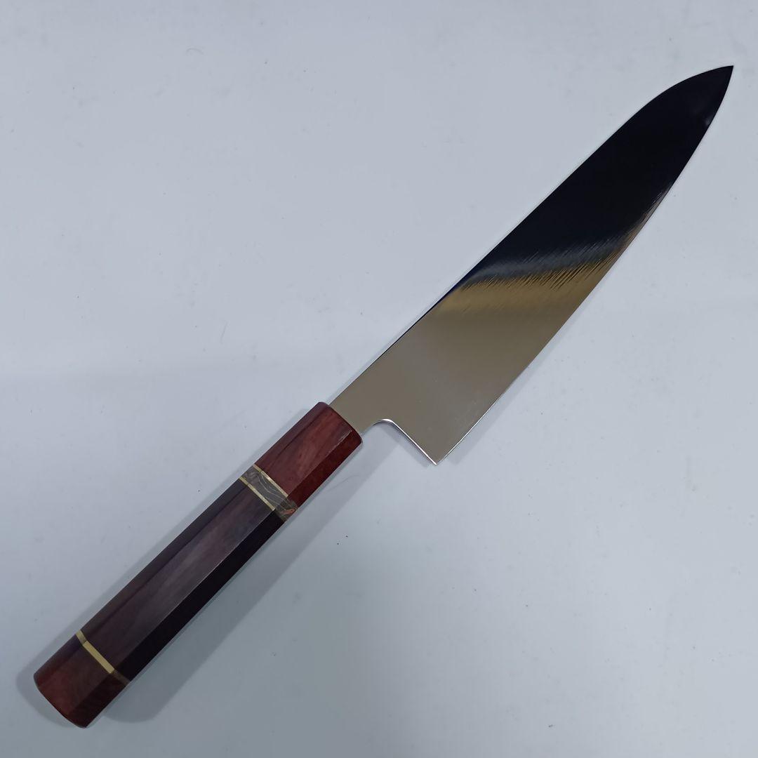 ステン本焼V金10号鋼 全鋼 牛刀 240mm 包丁VG10両刃 紫檀黒檀八角柄