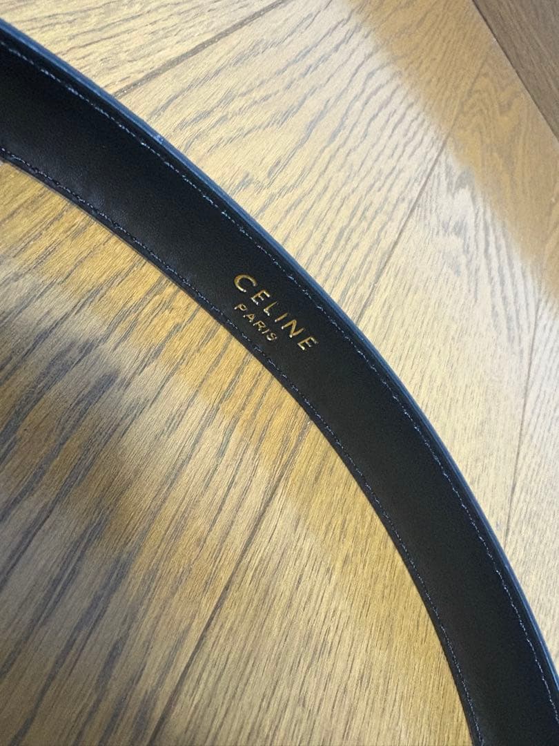 CELINE ブラックレザーベルト90サイズ ゴールドバックル