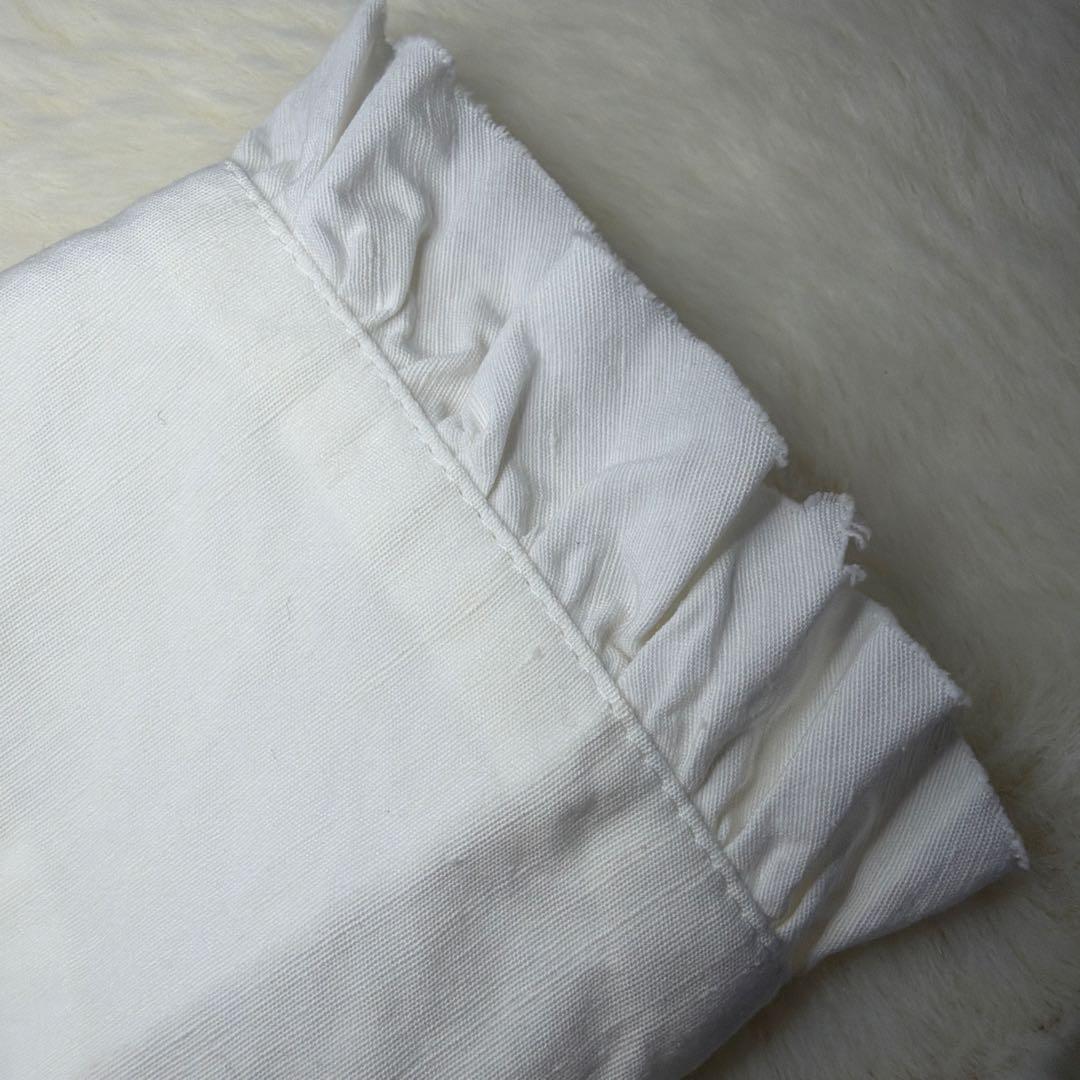 ユナイテッドアローズ シルクリネンコットン混フリル スタンドカラー シャツ 白