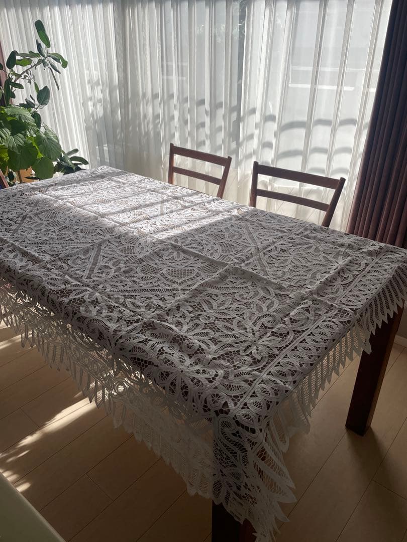 近沢レース　バテンレース　総レース　ホワイトレース　約130×175cm
