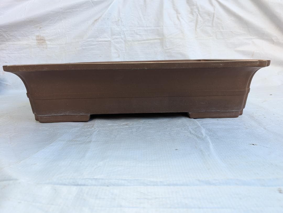 【周宝山】大型盆栽鉢 長方形 外寸59×45.5×高さ13cm ヒビあり