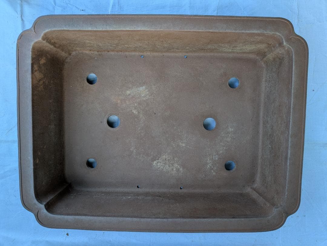 【周宝山】大型盆栽鉢 長方形 外寸59×45.5×高さ13cm ヒビあり