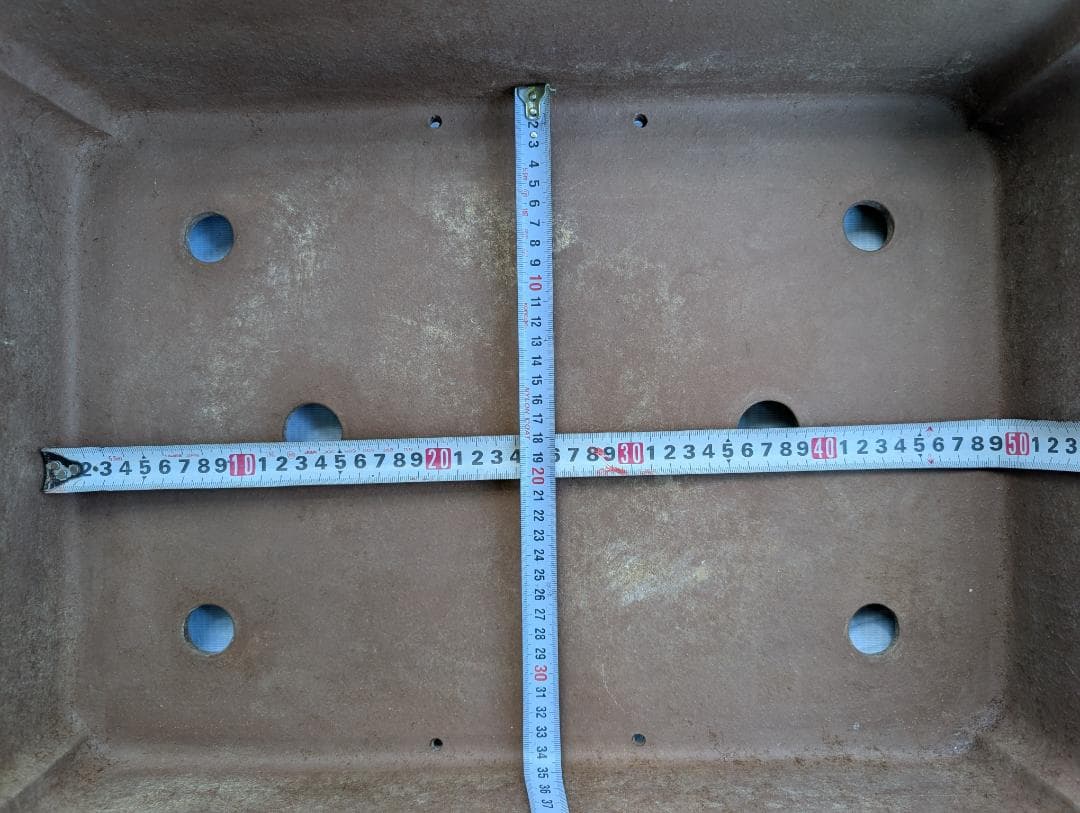 【周宝山】大型盆栽鉢 長方形 外寸59×45.5×高さ13cm ヒビあり