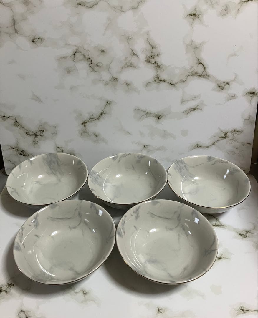 金ふちマーブル皿　15皿セット