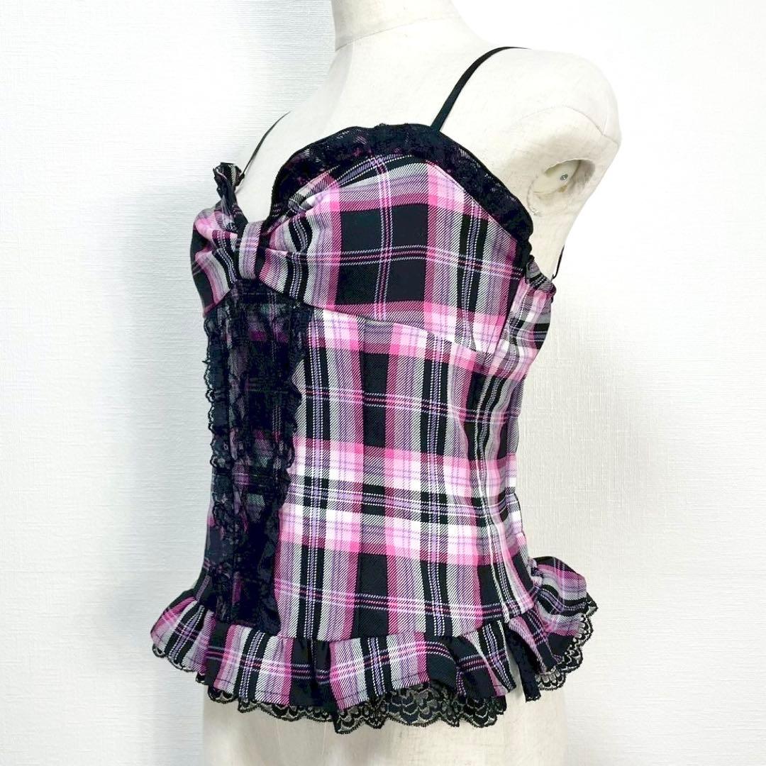 y2k❤️ 00s MA＊RS 当時物 チェック デカリボン レース キャミソール