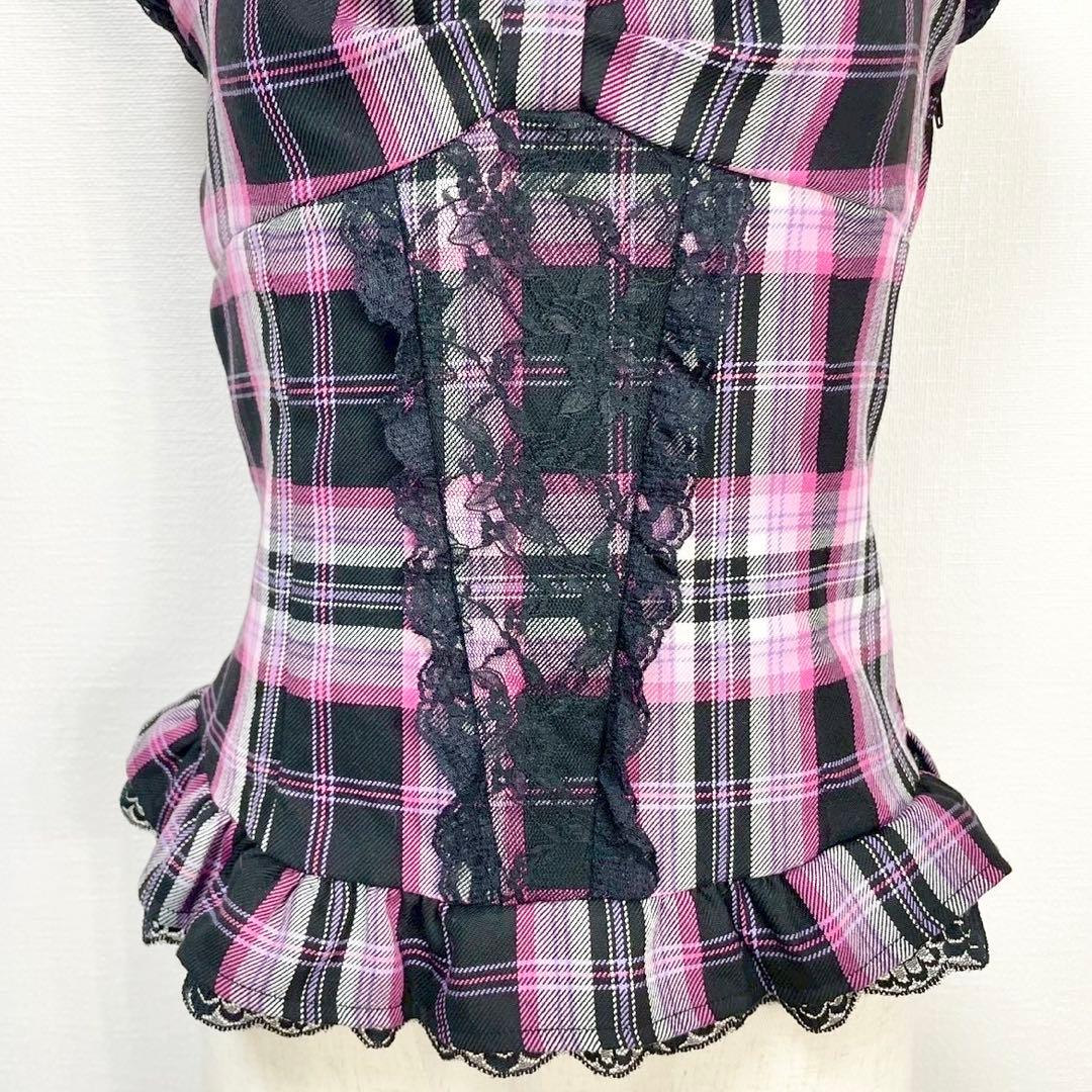 y2k❤️ 00s MA＊RS 当時物 チェック デカリボン レース キャミソール