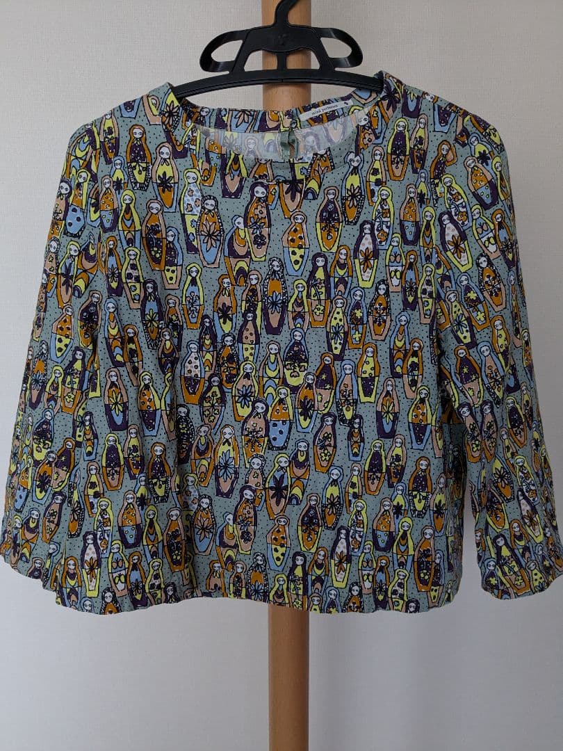ミナペルホネン ★matryoshka★マトリョーシカ柄長袖ブラウス 36サイズ