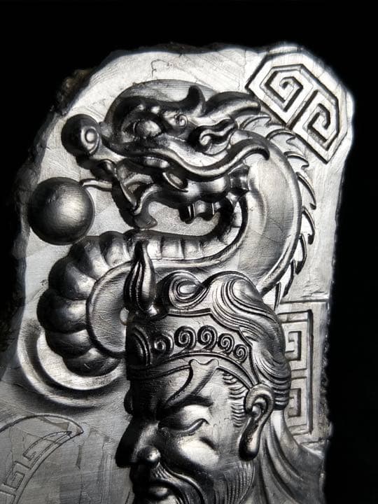 価格相談　金運財運アップ★セムチャン★鉄隕石★ 関羽★模様素敵★293.3g置物