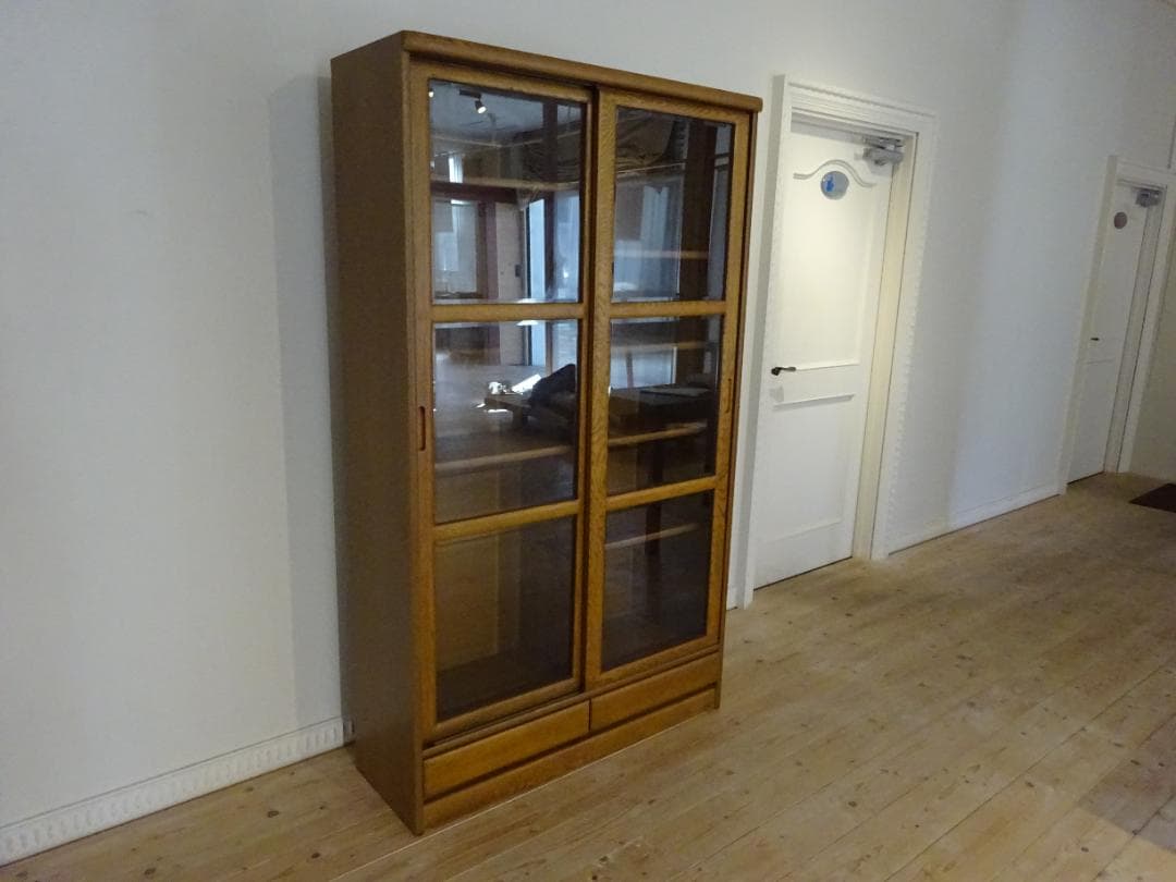 浜本工芸　書棚　本棚　引き出し付き　高級ナラ材