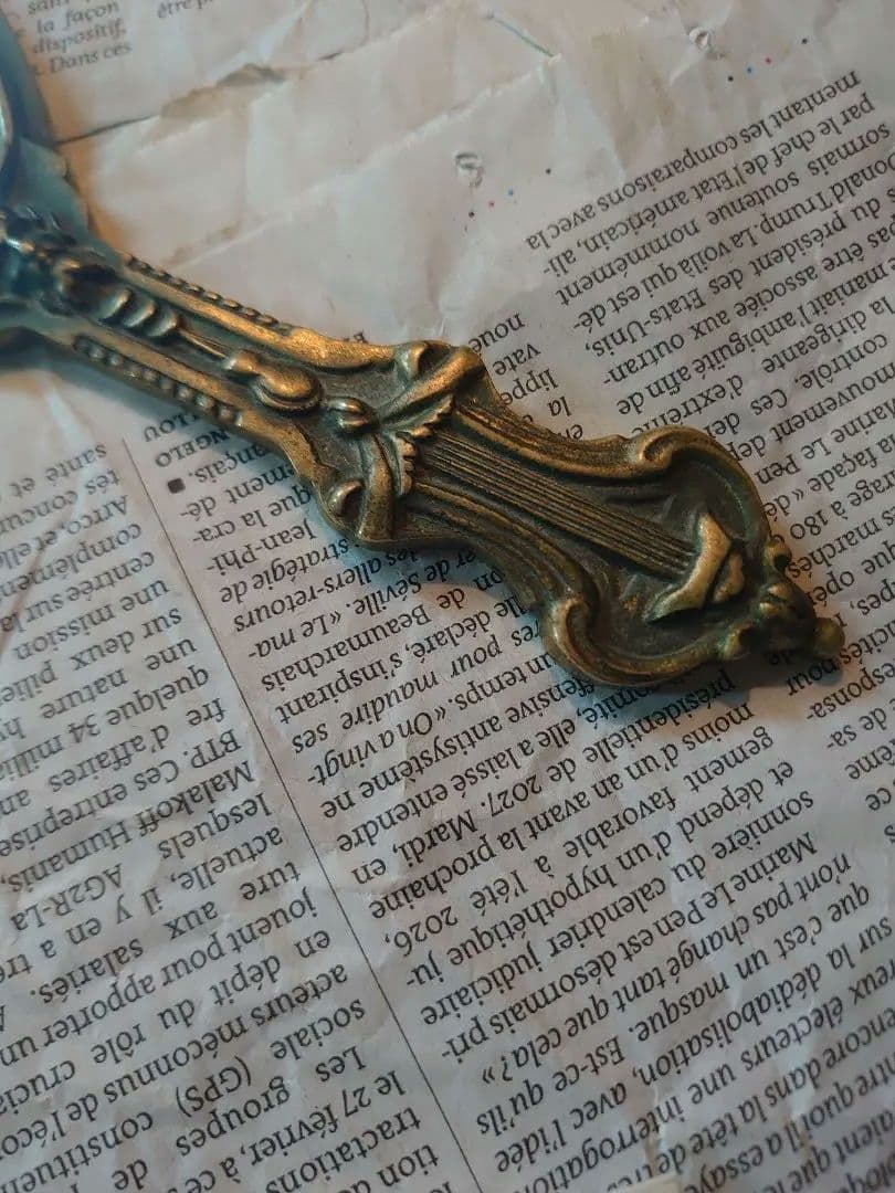 フランスアンティーク ルイ15世 ハンドミラー 青銅製