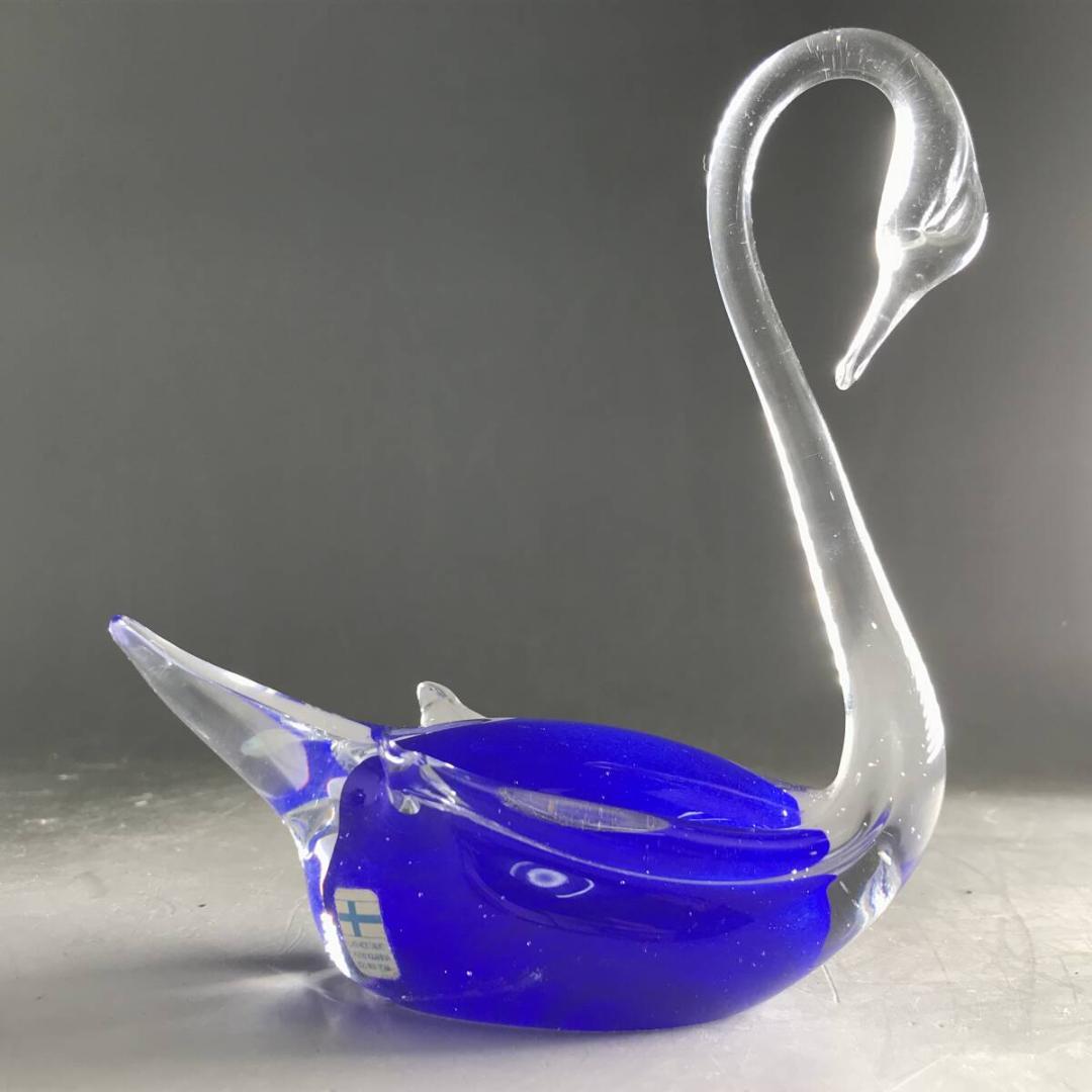 フィンランド 硝子 白鳥 スワン LASI KOSTAMO オブジェ 置物