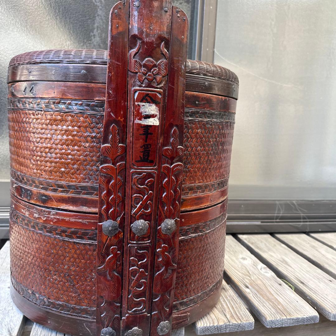 清代の竹細工の食べ物の箱は