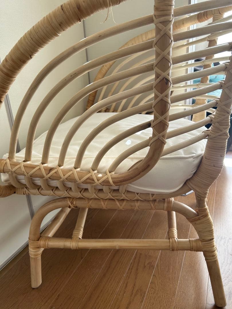 IKEAブスクボー ラタンチェア　クッション付き