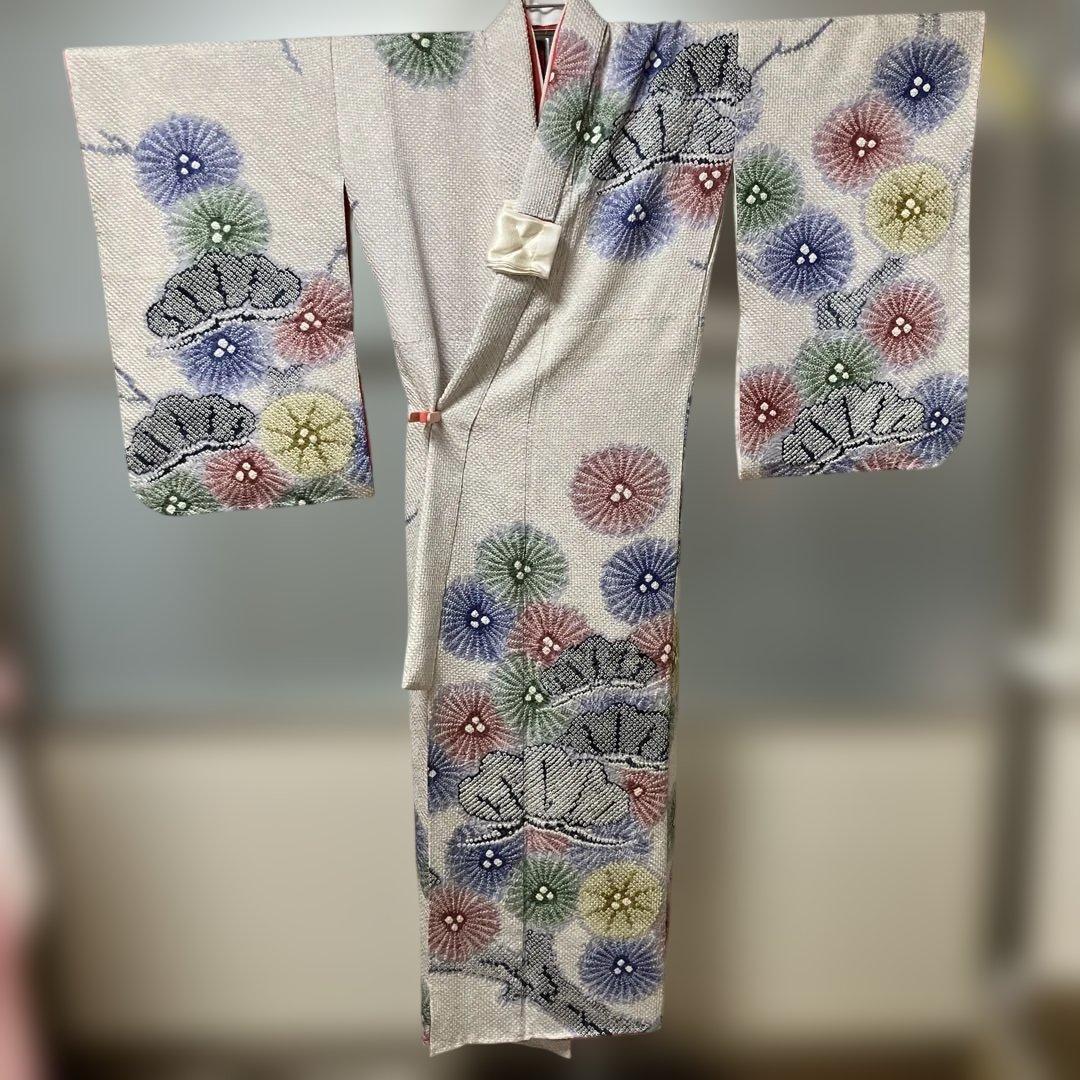 藤娘きぬたや　正絹　四つ身着物