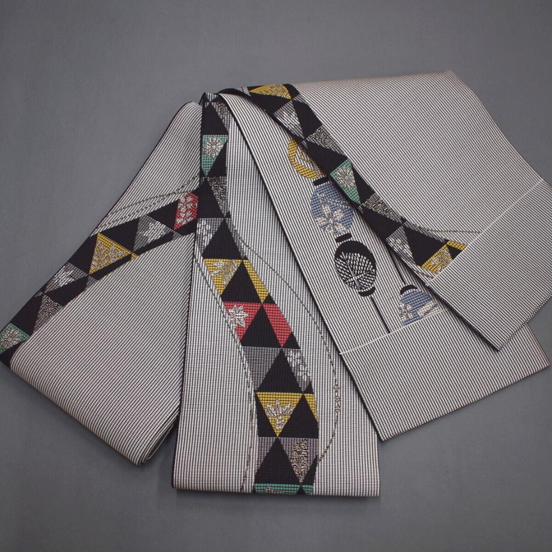 M18-7 新品 正絹 本場筑前博多織 小袋 半幅帯 提灯/ウロコ 協和織