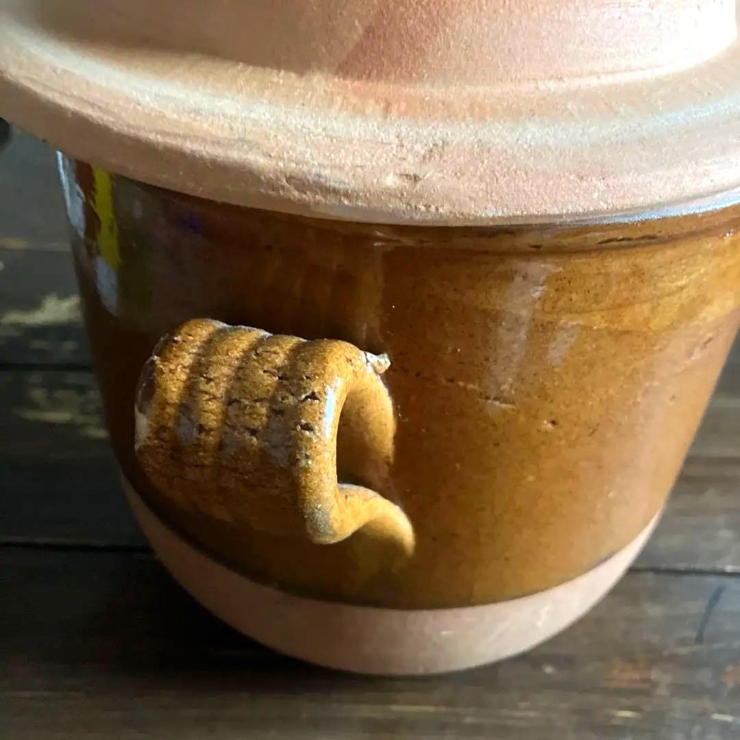 フランスアンティーク　プロヴァンス　南仏　コンフィポット　壺　蓋付き