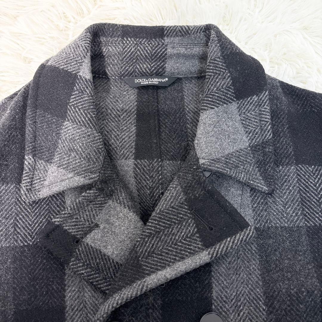 ☆美品☆ドルチェ＆ガッバーナ ピーコート チェック ダブルブレストS