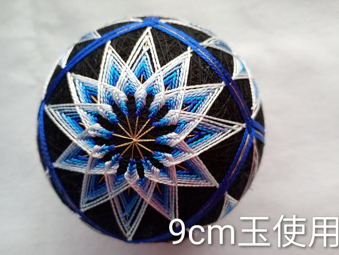 ハンドメイド　手まり　（青の手まりぎゅうぎゅうセット）木箱入り　11個入り