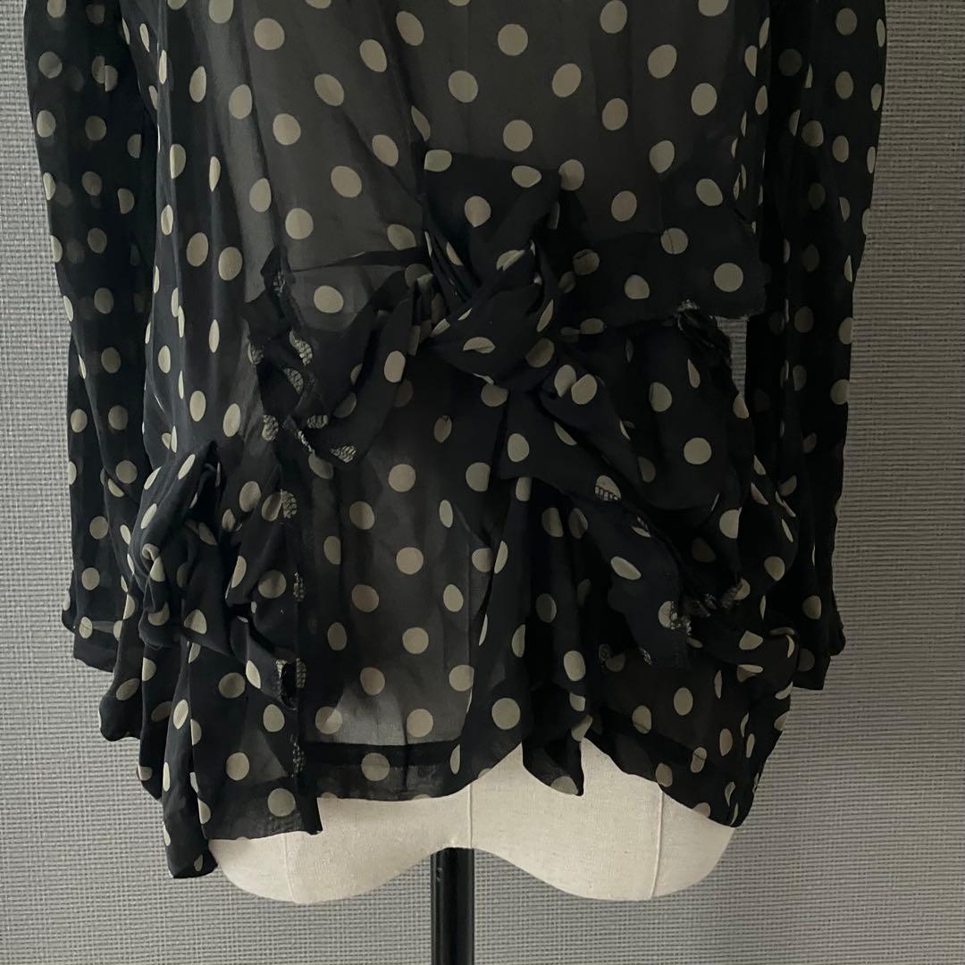 美品 コムデギャルソン シースルー 丸襟 ブラウス 立体リボン AD2013