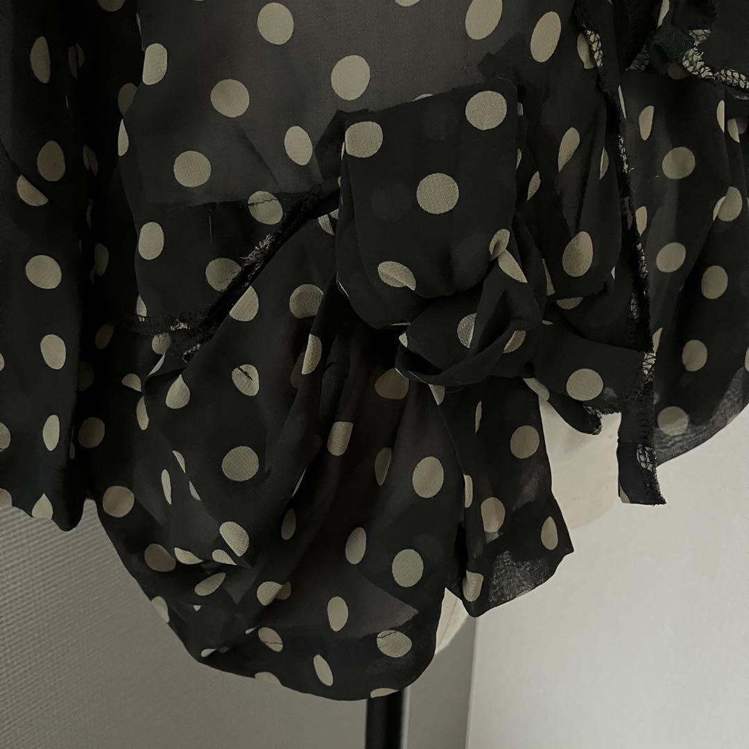 美品 コムデギャルソン シースルー 丸襟 ブラウス 立体リボン AD2013