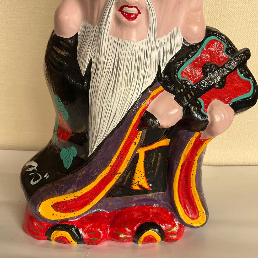 信州　中野市　土雛中野ひな人形　「寿老人」　立ケ花・　西原邦男作