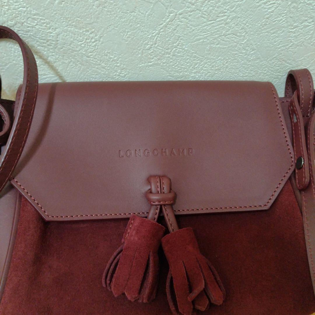 【ロンシャン 】ペネロペ　ショルダーバッグ タッセル付きえんじ色