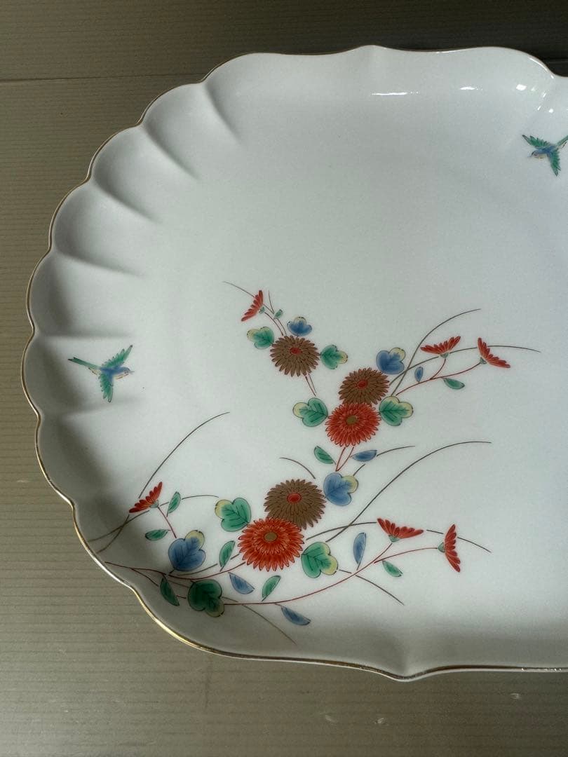 2583 深川製磁　花鳥　皿　金彩