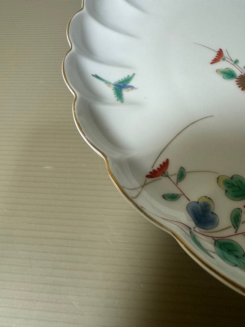 2583 深川製磁　花鳥　皿　金彩