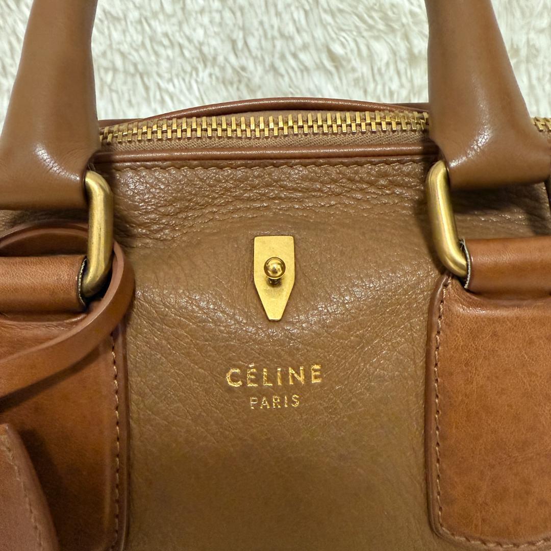 【美品】CELINE セリーヌ ハンドバッグ ボストンバッグ レザー ブラウン