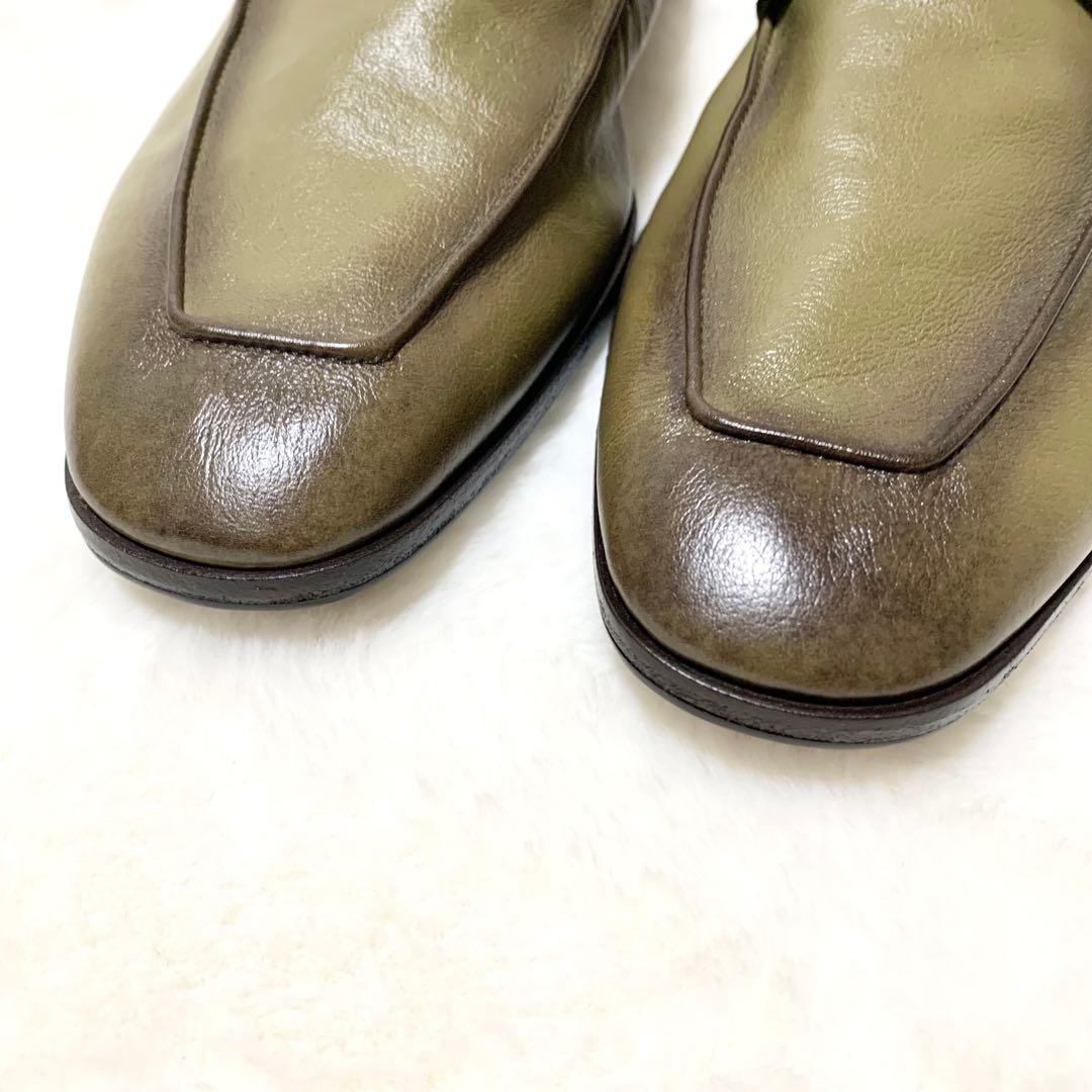 Berluti カリグラフィ カンガルーレザー ローファー カーキ 8 1/2