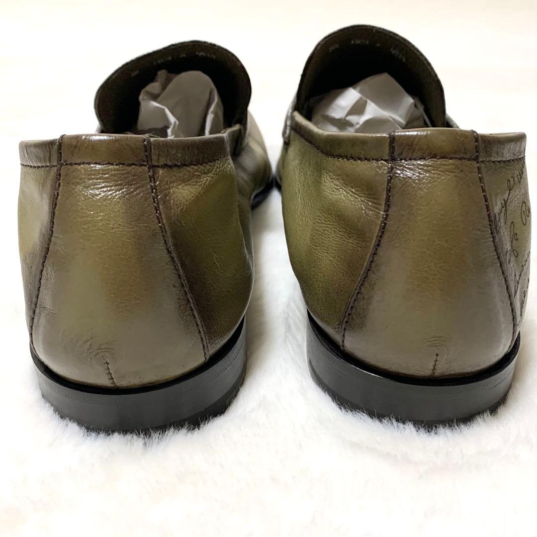 Berluti カリグラフィ カンガルーレザー ローファー カーキ 8 1/2