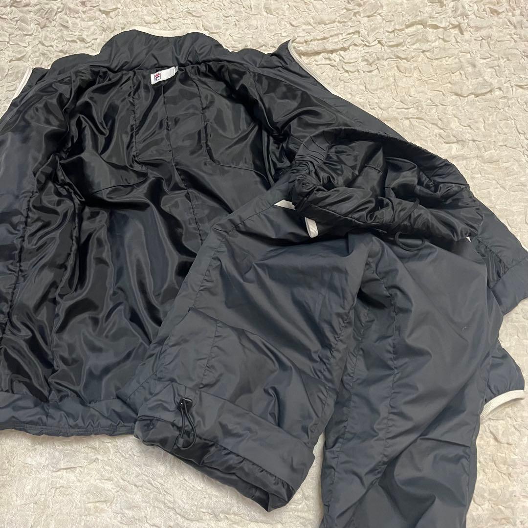 M【FILA フィラ】中綿 セットアップ 上下セット 黒 キルティング ジャージ