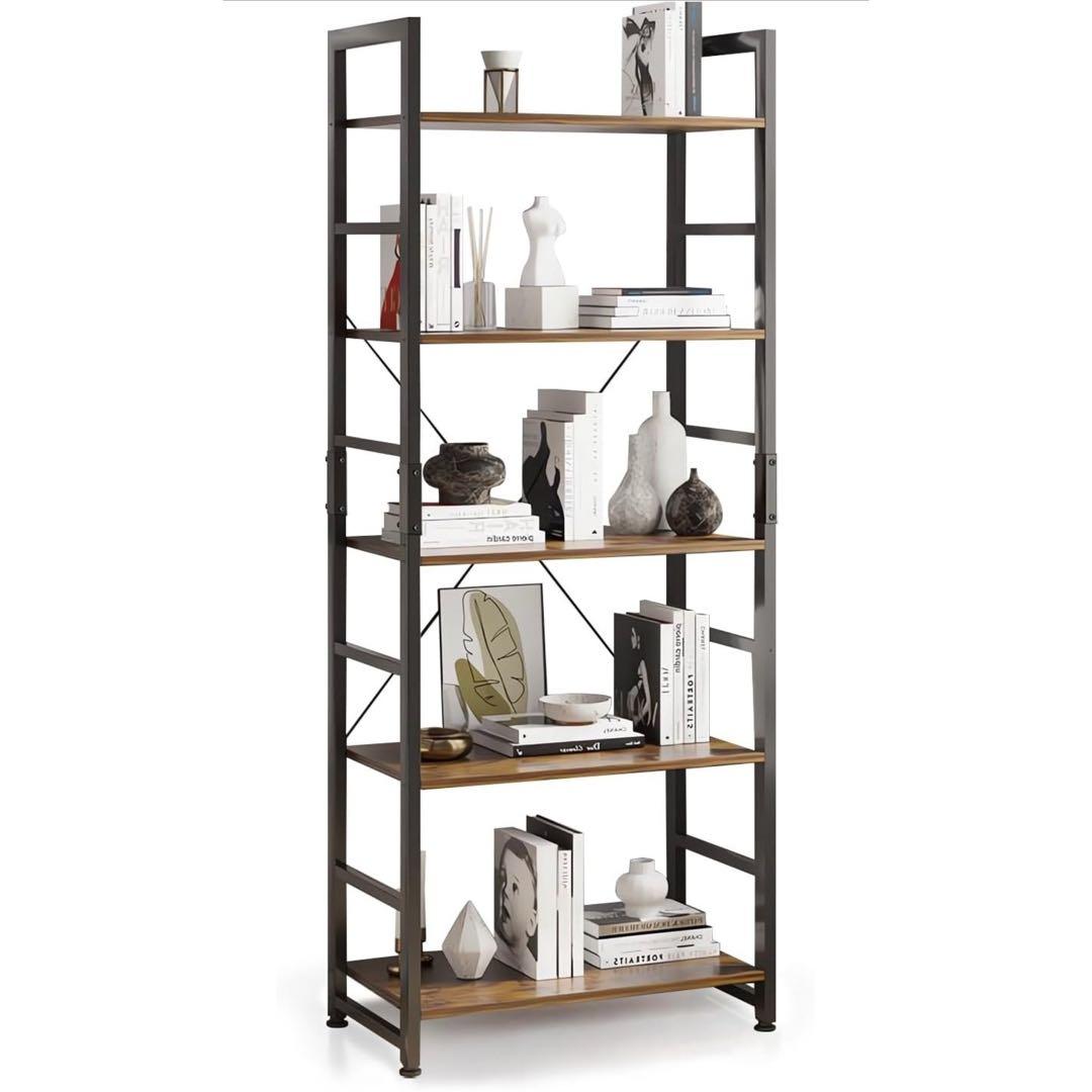 オープンシェルフ ラック 多機能収納 キッチンラック 本棚 木製 シェルフ 5段