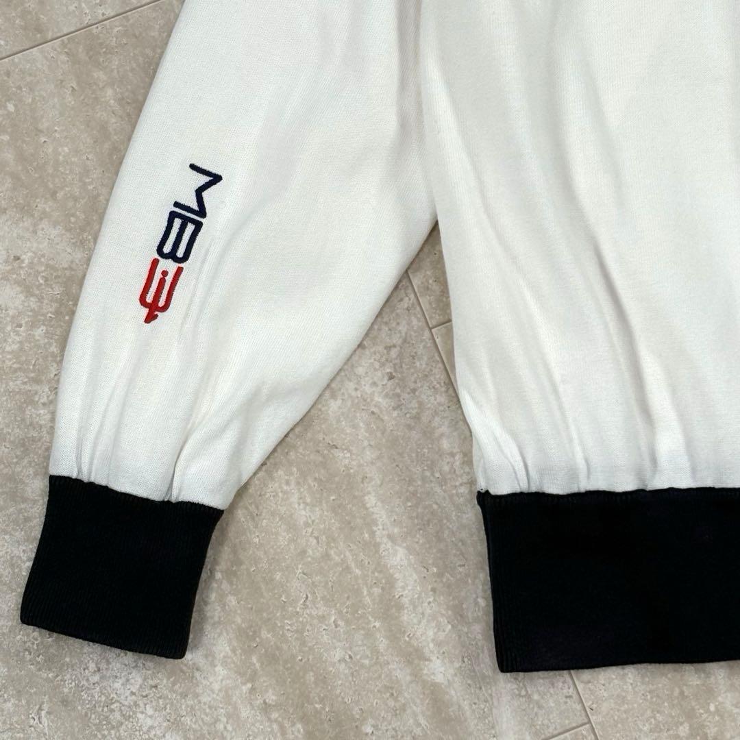 ビームスゴルフ　BEAMS GOLF ニットブルゾン　セーター　白xネイビー